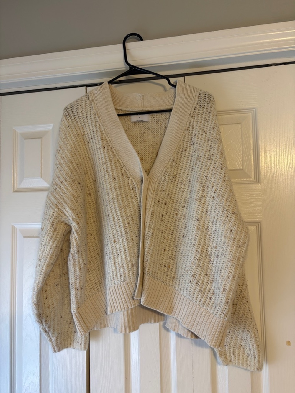 Old Navy Cream Speckled Open-Front Cardigan